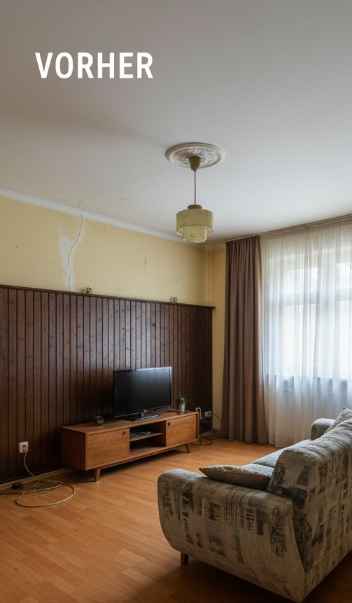 Wohnzimmer vor den Malerarbeiten